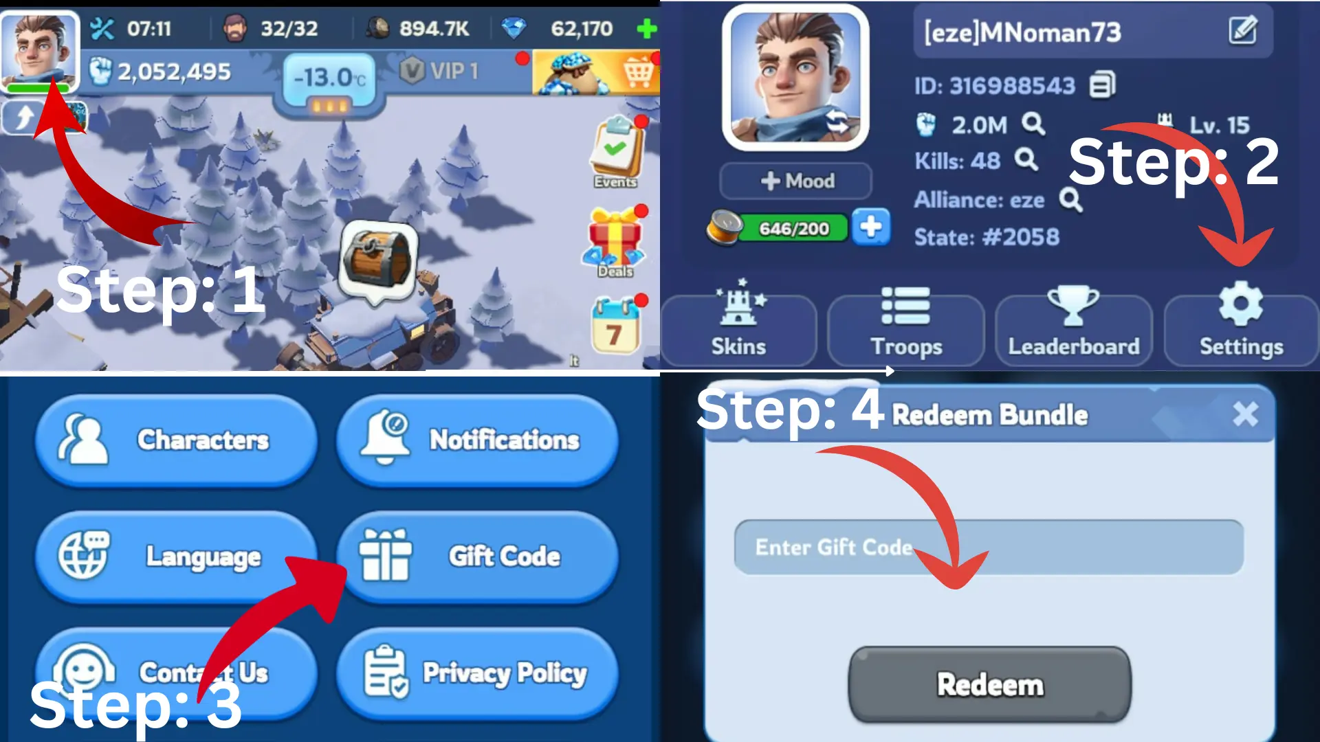 How to redeem Whiteout Survival gift codes on Android?